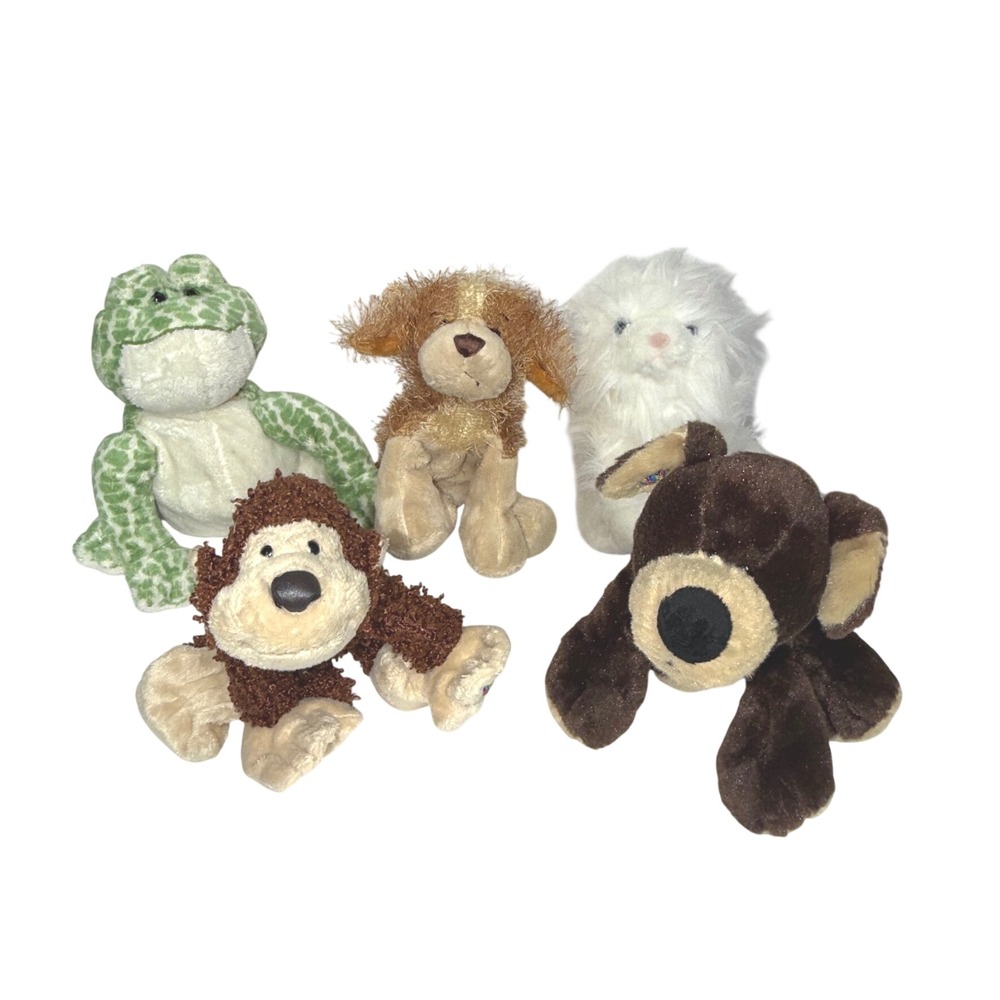 Webkinz Plush Lot of 5 Spotted Frog Chimpanzee Scruffy Puppy Lab Kitten Ganz